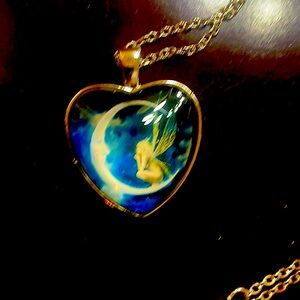 Silver fairy/moon necklace